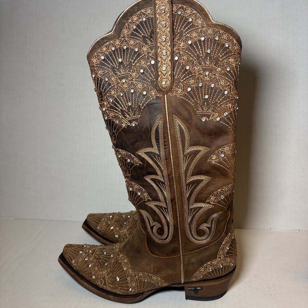 Lane Women's Exclusive Calypso Leather Western Bridal Boots Snip Toe Size 7.5